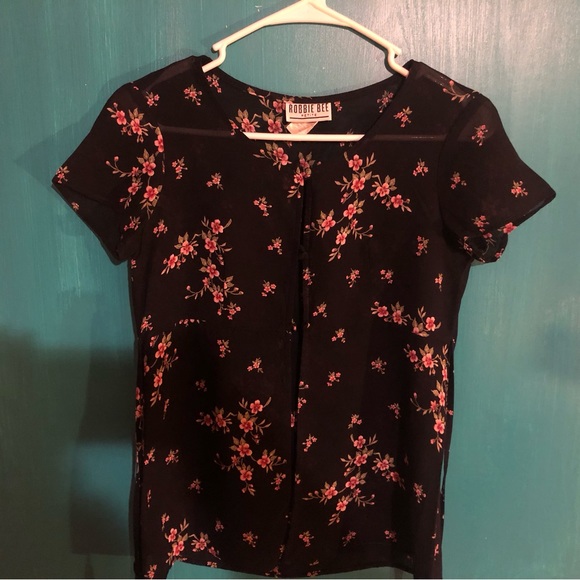 Y2K Robbie Bee Navy Blue with Pink Floral Teddy Blouse - Picture 4 of 11